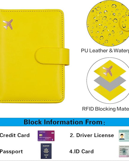 Melsbrinna Premium Leather Passport Holder Covers Case, Waterproof Rfid Blocking Travel Wallet Passport Holder with Pen Holder, Cute Passport Book for Women/Men