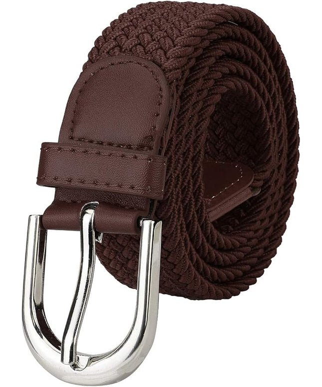 Falari Men Women Multicolored Elastic Stretch Braided Belt Canvas Fabric Woven No Holes Belt