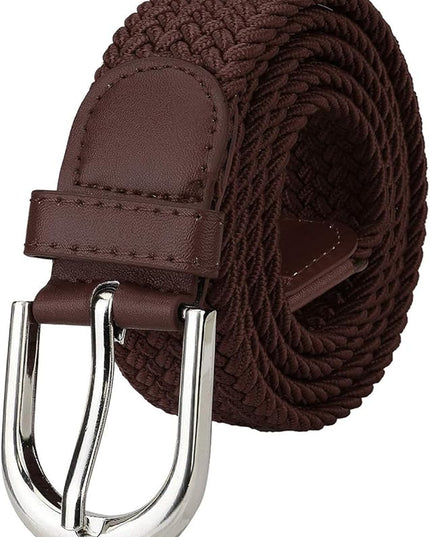 Falari Men Women Multicolored Elastic Stretch Braided Belt Canvas Fabric Woven No Holes Belt