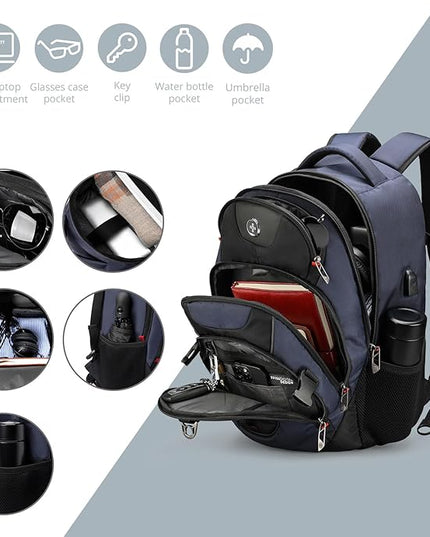 Swissdigital Design Travel Backpack for Men with Apple Find My, Laptop Backpack with USB Charging Port, RFID Protection, Add-A-Bag System - Travel Backpack for Men-Finder Color Random | SD803BT013-12