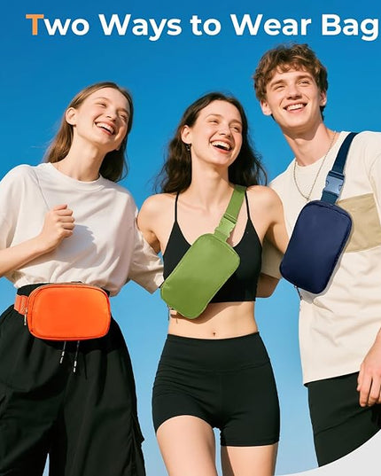 Cwualo Belt Bag Zipper Fanny Pack Crossbody Bags for Women,Fashion Nylon Waist Packs, Water Repellent Two Way wear with Adjustable Strap Gifts for Teenage Girls Women Men(pistachio)
