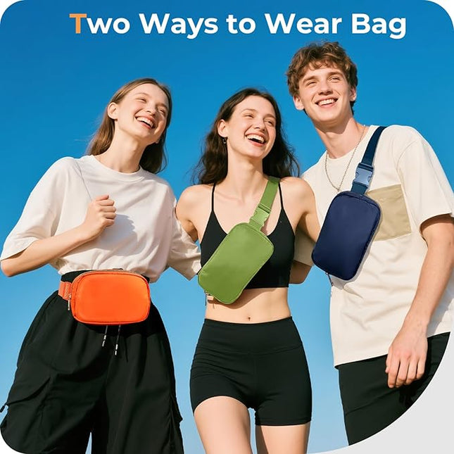 Cwualo Belt Bag Zipper Fanny Pack Crossbody Bags for Women,Fashion Nylon Waist Packs, Water Repellent Two Way wear with Adjustable Strap Gifts for Teenage Girls Women Men(pistachio)