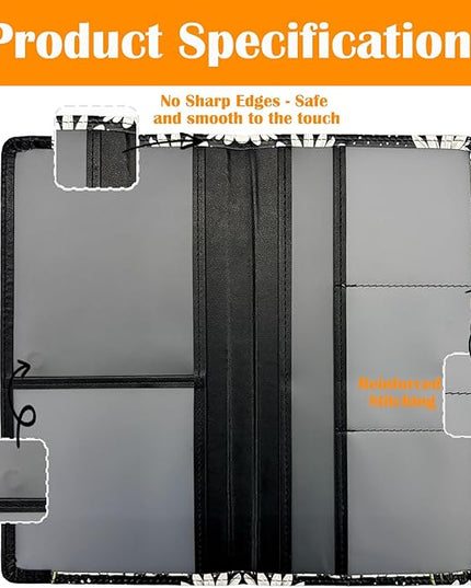 Car Registration and Insurance Holder with Magnetic Closure, Universal Document Organizer for License, Insurance Cards & Glove Box Storage (Daisy)