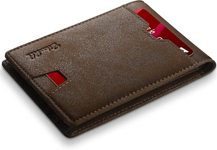 Zitahli Mens-Wallet-Slim-Leather-RFID Blocking Wallet for Men Minimalist Bifold Credit Card Holder with Gift Box