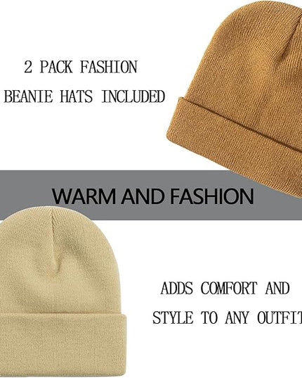 ZOORON 1&2 Pack Beanie for Men Women Slouchy Beanie Hats Winter Knit Caps Soft Ski Hat Unisex
