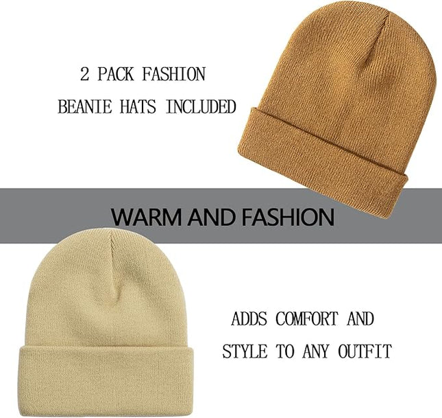 ZOORON 1&2 Pack Beanie for Men Women Slouchy Beanie Hats Winter Knit Caps Soft Ski Hat Unisex