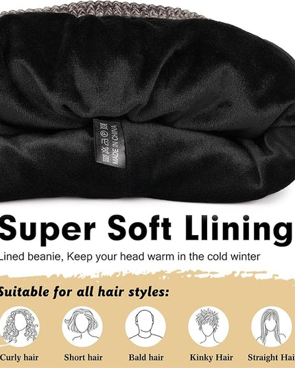 Wmcaps Winter Beanie for Men Women, Fleece Lined Beanie Soft Warm Knit Hat Ski Stocking Cuffed Cap