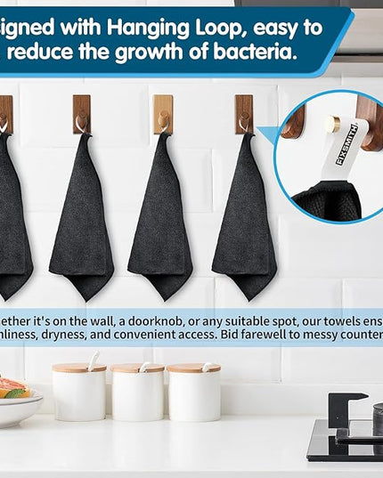 FIXSMITH Black Microfiber Cleaning Cloth -Pack of 50, Highly Absorbent Cleaning Rags, 16"X12" All Purpose Cleaning Towels for Housekeeping, Kitchen, Car, Lint Free and Reusable Microfiber Towels
