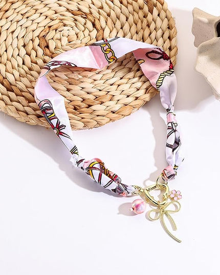HETICA Scarf Necklace for Women Silk Western Charm Necklaces Fashion Accessory Jewelry Gift