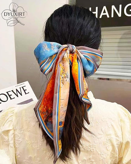 Head Scarf Purse Handle Neck Satin Hair Scarfs For Bag Lightweight Silky Long Thin Women's Fashion Scarves 59 * 5.9”