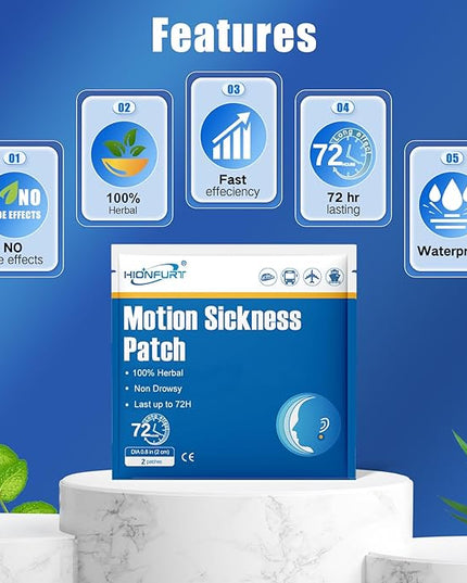 80ct Motion Sickness Patches – Sea Sickness Patches for Cruise, Car, Airplane, and Other Travel – Non-Drowsy, Effective, Lasts 72 Hours
