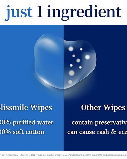 100% Water & Cotton Wet Wipes Travel Size - Individually Wrapped - Fragrance & Preservative-Free for Baby, Women & Sensitive Skin - Gentle Hand, Face, Body & Feminine Care - 220 Count