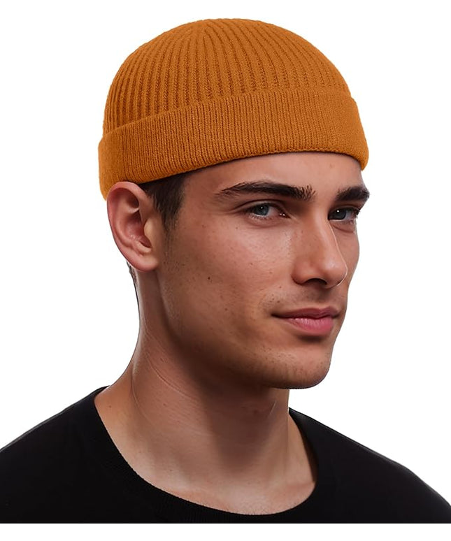 vidsel Thin Wool Fisherman Beanie for Men Women, Short Knit Cuff Trawler Watch Hats