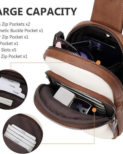 Leather Crossbody Bags for Women Small Sling Bag Anti Theft RFID Chest Purse Fanny Pack for Travel