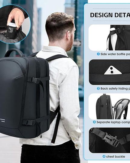 TANGCOLR Vacuum Travel Backpack with Pump for Men Women, 47L Expandable Vacpack Laptop Backpack Flight Approved with Vacuum Compression System