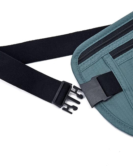 RFID Blocking Money Belt for Men Women, Slim Fanny Pack for Travel，Running,Conceal Waist Wallet for Passport Holder,Phone,Cash(Turquoise)