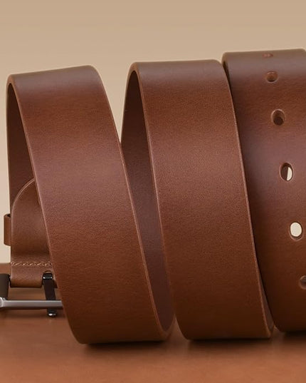 Buffway Men’s Full Grain Leather Belt – Solid One-Piece Leather, 1.5” Wide for Jeans & Business Casual, Gift Box Included