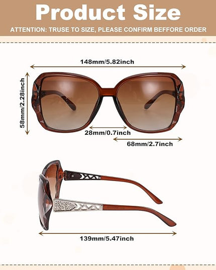 DragonflyDreams 4 Pcs Women Large Sunglasses, UV 400 Glasses Oversized Classic Trend Ladies Sunglasses Sparkling Large Frame