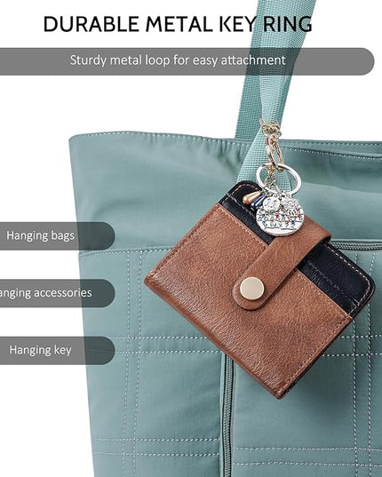 POIUGOYA Slim Wallet for Women,RFID Blocking Bifold Credit Card Holder with Zipper Coin Pocket,ID Window,Keychain