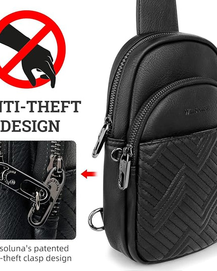 Leather Crossbody Bags for Women Small Sling Bag Anti Theft RFID Chest Purse Fanny Pack for Travel