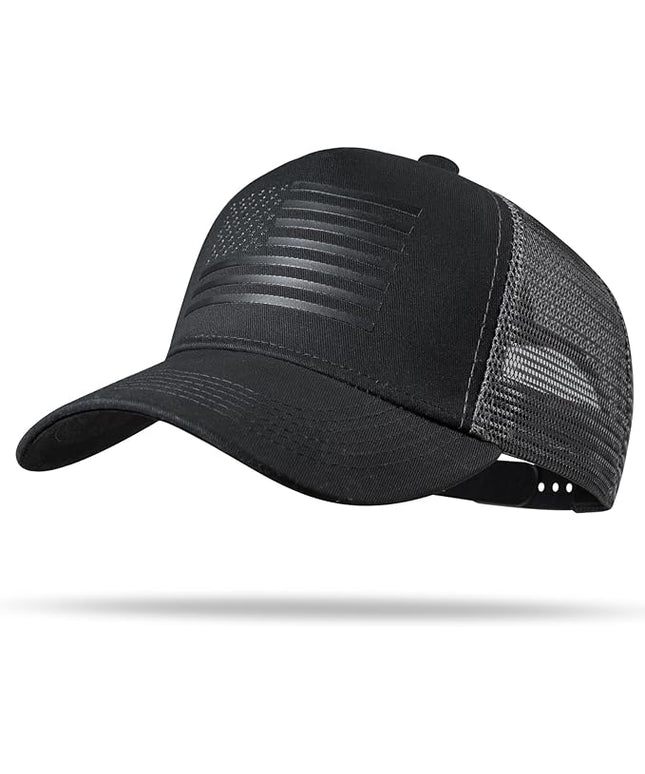 American Flag Trucker Hat - Snapback Hat, Baseball Cap for Men Women - Breathable Mesh Side, Adjustable Fit - for Casual Wear