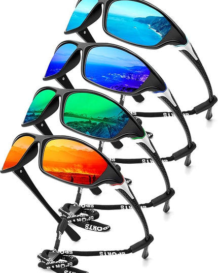 KALIYADI 4 Pack Polarized Sunglasses-Men Sports Sun-glasses: Mens Sunglasses UV Protection for Fishing Driving Cycling