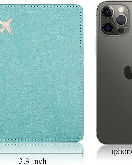 Deziliao Passport Holder,Passport Holder Card Slots, Passport and Vaccine Card Holder Combo, Cute Passport cover for Women and Men, with Waterproof Rfid Blocking, Passport Travel Wallet(Aqua Green)