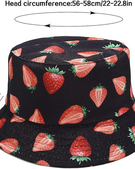 XYIYI Cute Bucket Hat Beach Fisherman Hats for Women, Reversible Double-Side-Wear