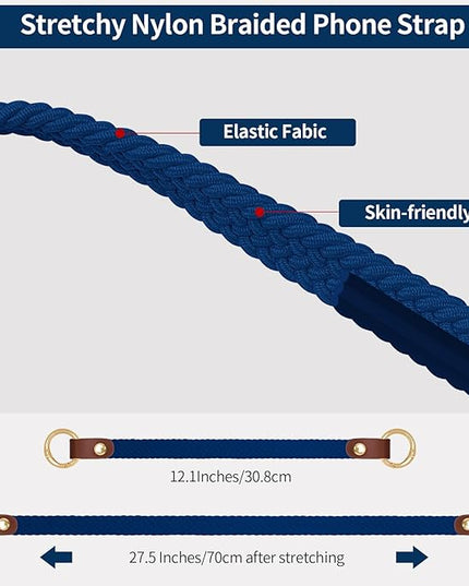 Stretchy Phone Lanyard Tether, 2 Pack Phone Leash Anti-theft Phone Strap for Anti-drop Outdoor Hiking Cycling Climbing Universal for Most Cell Phones, Atlantic Blue