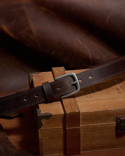 VATAN Men's Genuine Leather Casual Every Day Jeans Belts, Handmade Men Leather Belt with Gift Box