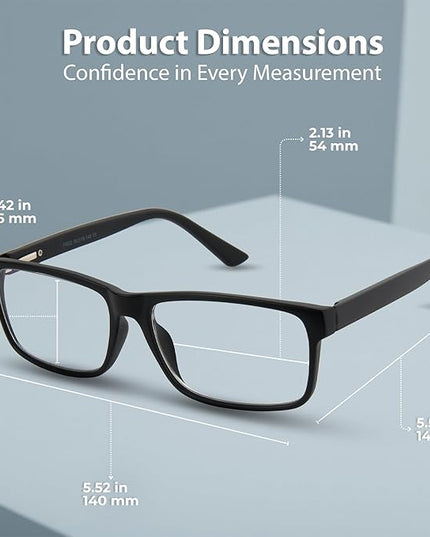 BLUE CUT Blue Light Blocking Glasses for Men and Women – Anti-Fatigue Computer Gaming Glasses to Reduce Eye Strain, Black, 1.00 Magnification