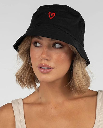 XYIYI Fashion Embroidery Bucket Hat Cotton Beach Fisherman Hats for Women Girls