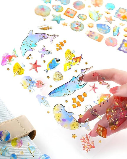 Cute Craft Stickers, Aesthetic Glitter, Tear-Resist, Waterproof Decals for Laptop, Water Bottle, Hydroflasks, Scapbooking, Planner Pack for Teens, Girls, Kids - Classic