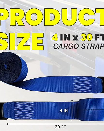 4'' x30' Winch Straps with Flat Hooks, Heavy Duty Trailer Winch Straps, 16,200 lbs Breaking Strength Flatbed Straps, 4in x 30ft Cargo Control for Flatbed Trailer, Truck, Utility Trailer (10 Pack)