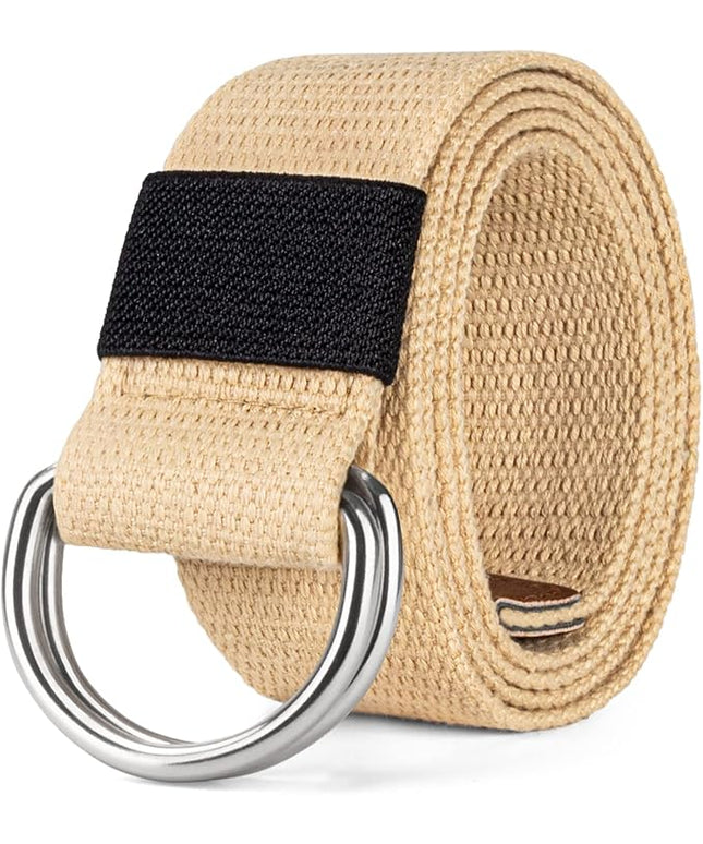 maikun Mens & Womens Canvas Belt with Black D-ring Buckle 1 1/2" Wide Solid Color Fabric Belt for Men