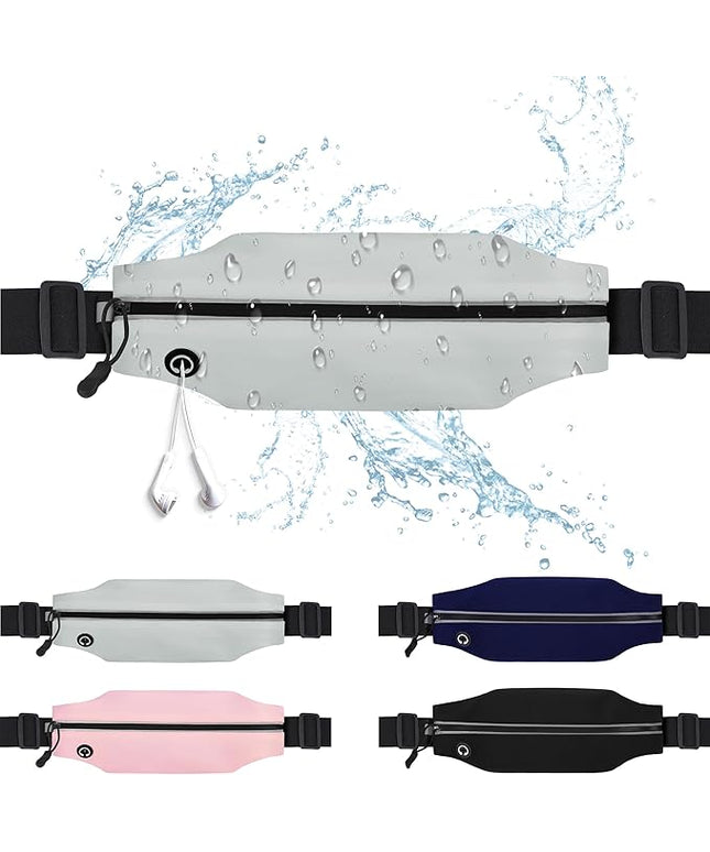 Slim Running Belt For Men and Women Waist Fanny Pack Phone Holder Pouch Bag Reflective Zipper Pocket Workout Cycling Fitness
