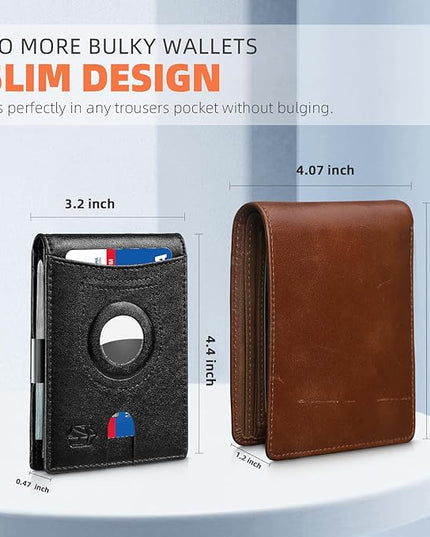 Zitahli Men's Wallets Airtag Holder Slim Rfid Leather with Gift Box