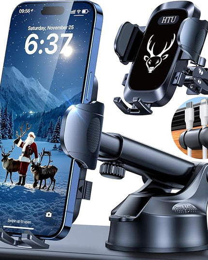 【98+LBS Strongest Suction & Military-Grade】Ultimate Car Phone Mount【Patent & Safety Cert】 Cell Phone Holder Truck Stand for Dashboard Windshield Vent for iPhone 17 Pro Max 16 15 Samsung,Graphite Black