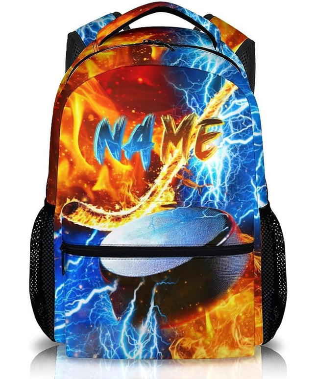Custom Backpack for Kids Boys Hockey Bookbag for School Elementary Middle Primary, Lightweight Back to School Supplies