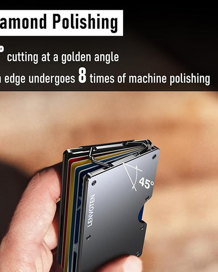 Lenvoten Extra Durable Hinged Minimalist Wallet for Men | Slim Metal RFID Blocking Wallet | Credit Card Holder & Money Clip Holds 20 Cards | Premium Scratch-Resistant Finish | Ideal Gift for Men