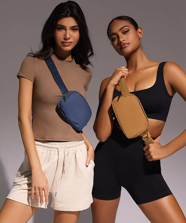 YOSHUYUKI Cross Body Fanny Packs for Women Men Fashion Waist Bag Pouch Nylon Small Travel Crossbody Bags Mini Purse Everywhere Belt Bag Bum Bag with Adjustable Strap for Workout Running Hiking Caramel