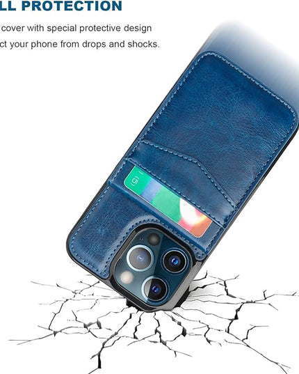 KIHUWEY Compatible with iPhone 13 Pro Max Case Wallet with Credit Card Holder, Premium Leather Magnetic Clasp Kickstand Heavy Duty Protective Cover for iPhone 13 Pro Max 6.7 Inch(Blue)