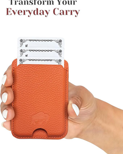 BLACKBROOK Leather Wallet for MagSafe, Duke Slim Full Grain Leather Card Holder, Holds up to 3 Cards, RFID Protection & Easy Access