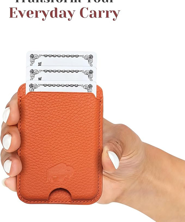 BLACKBROOK Leather Wallet for MagSafe, Duke Slim Full Grain Leather Card Holder, Holds up to 3 Cards, RFID Protection & Easy Access