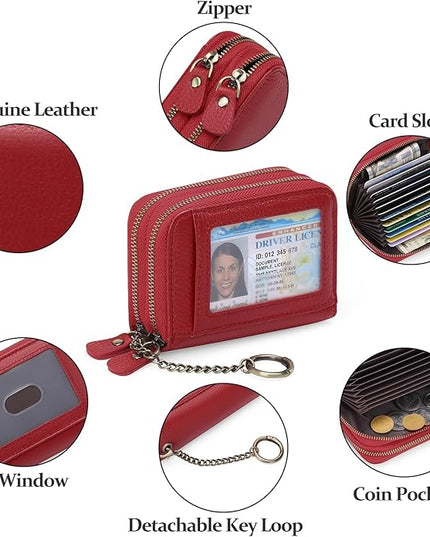 GOIACII Small Genuine Leather Wallet for Women, RFID Blocking Credit Card Holder Wallet