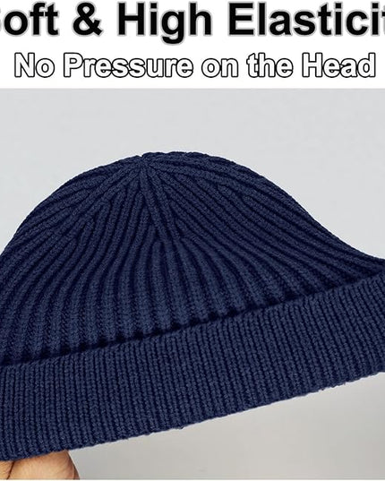 vidsel Thin Wool Fisherman Beanie for Men Women, Short Knit Cuff Trawler Watch Hats