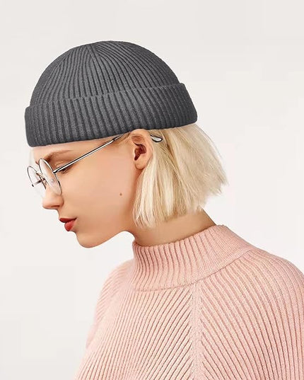ROYBENS Wool Fisherman Beanie for Men Women, Knit Cuffed Fleece Lined Beanies Winter Warm Hat Skull Cap Unisex