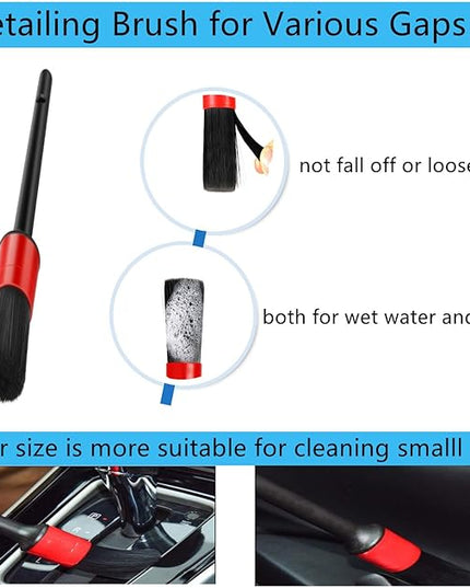 Car Interior Duster Detail Brushes, Soft Bristles Brush Car Accessories for Cleaning Dashboard Air Vent Crevice, Detailing Dusting Tool Kit for Auto Truck SUV RV