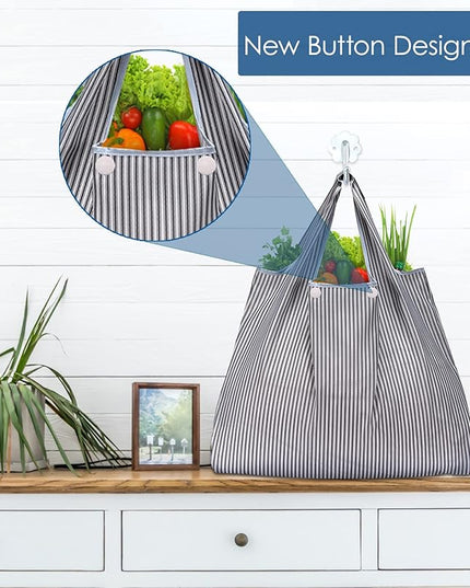 KINGMAS Reusable Grocery Bags, Eco-Friendly Folding Tote Shopping Bag fits in Pocket, Washable Waterproof Nylon Pouch Bags