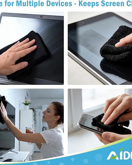 AIDEA Microfiber Cleaning Cloth Black 50PK, Microfiber Towels for Cars, Premium Car Cloths, Dusting Cloth Lint Free Cleaning Rags for SUVs, House, Kitchen, Window, Workshops,11.5×11.5"